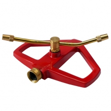 Brass 2-arm rotating sprinkler on metal base