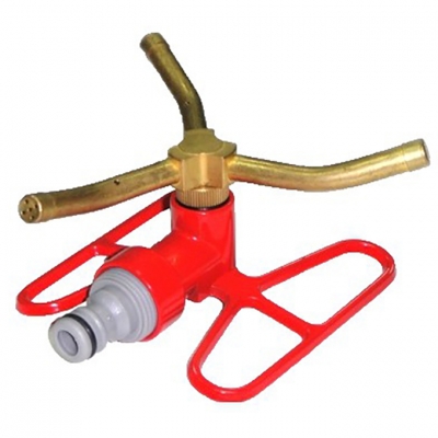 Three-arm brass rotating sprinkler on butterfly base